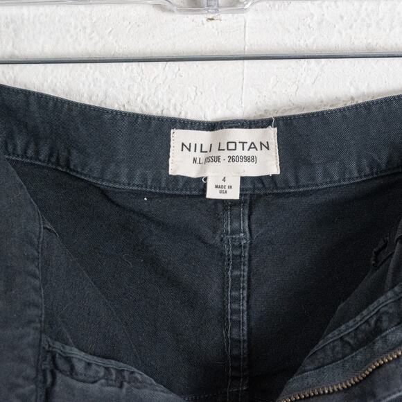 Nili Lotan $390 Shon Pant Mid Rise Barrel Leg in Carbon size 4 - Picture 2 of 10